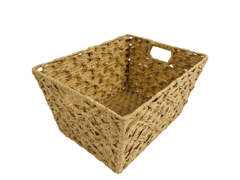 Handcrafted Tapered PE Resin Basket with Butterfly Weave and Built-in Handles